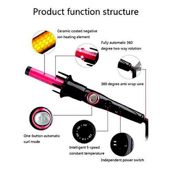 Professional Ceramic Automatic 360° Rotating Hair Curler Spin Curling Wand Iron - Picture 2 of 6